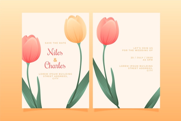 Wedding invitation template floral theme