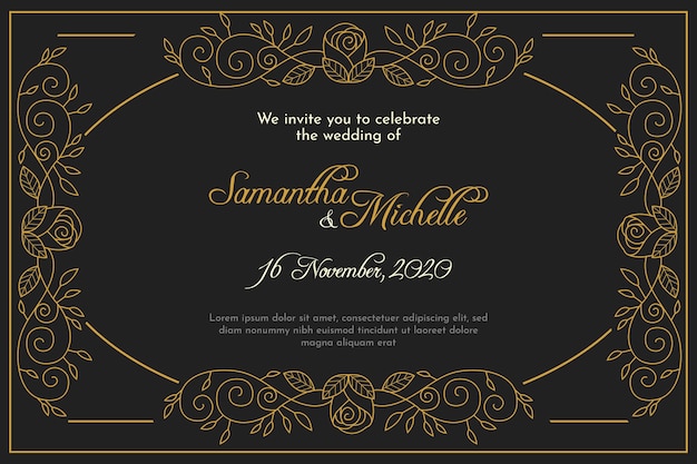 Wedding invitation template retro style