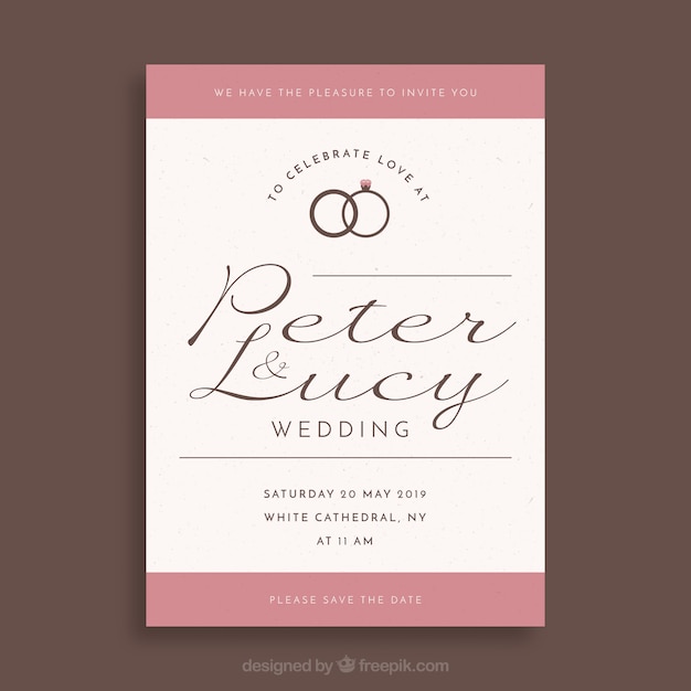 Wedding invitation template with flat design