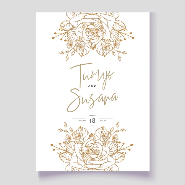 Wedding invitation template with flowers