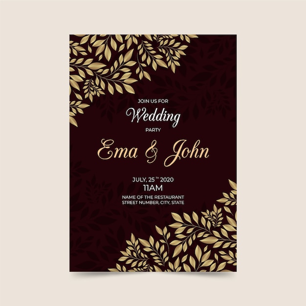 Wedding invitation template with luxurious elements