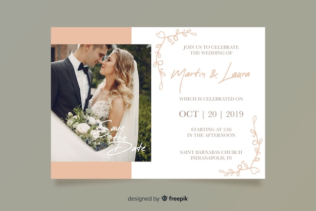 Wedding invitation template with photo