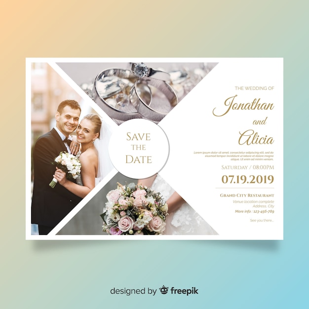 Wedding invitation template with photo