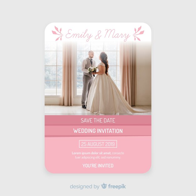 Wedding invitation template with photo