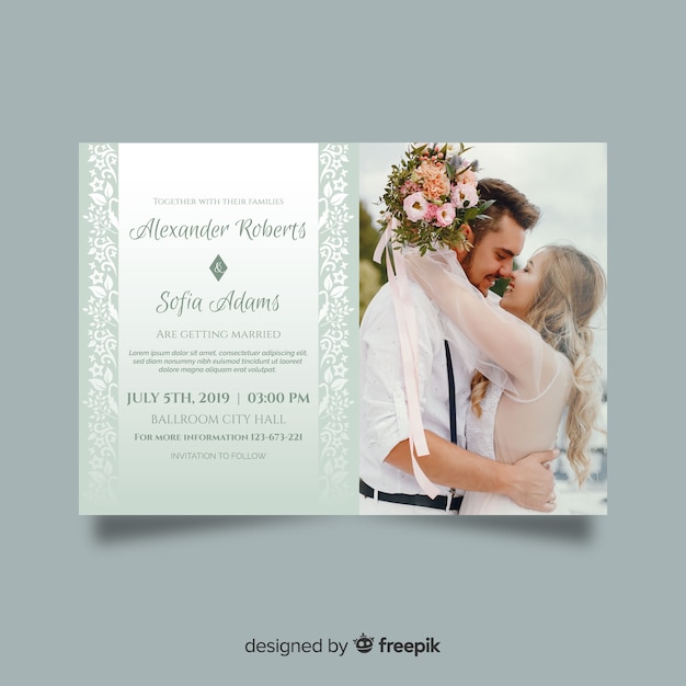 Wedding invitation template with photo