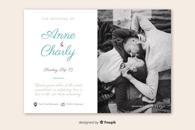 Wedding invitation template with photo