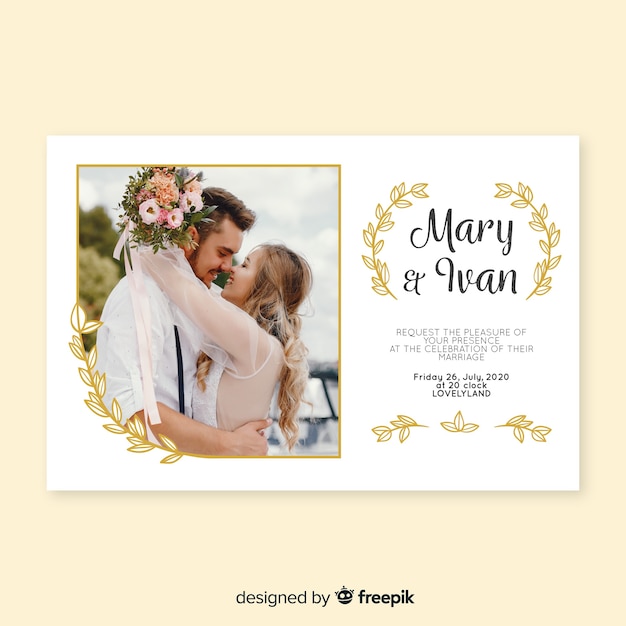 Wedding invitation template with photo