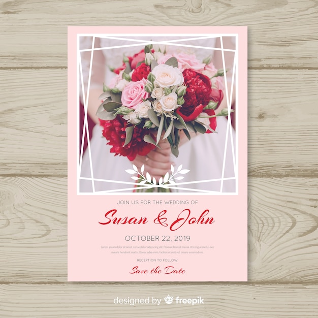 Wedding invitation template with photo