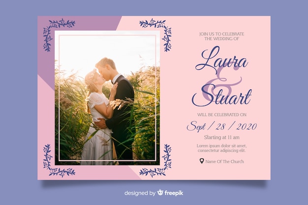 Wedding invitation template with photo