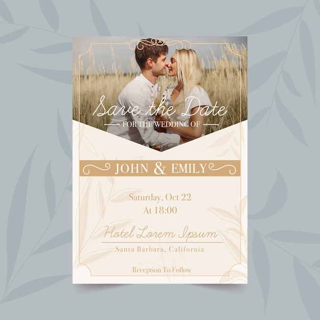 Wedding invitation template with photo