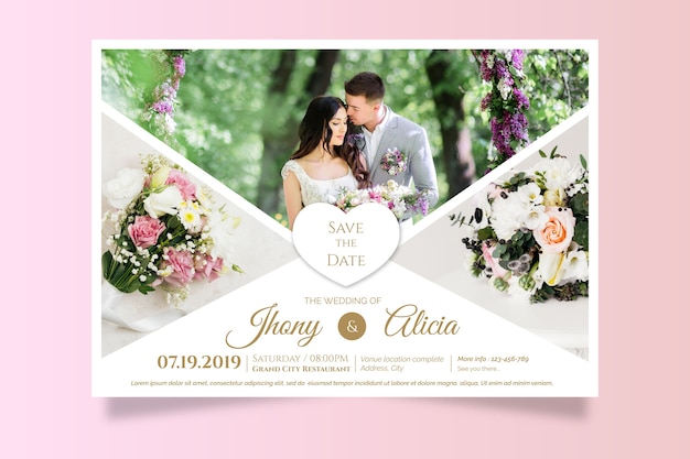 Wedding invitation template with photo