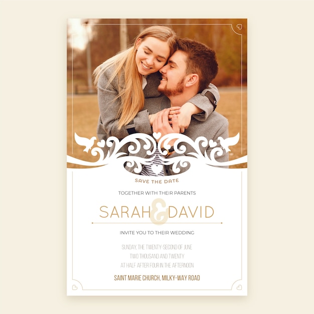 Wedding invitation template with photo