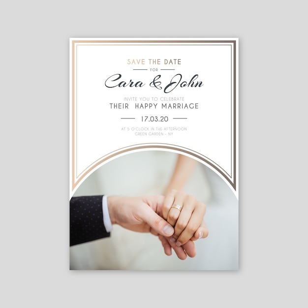 Free Vector wedding invitation template with photo