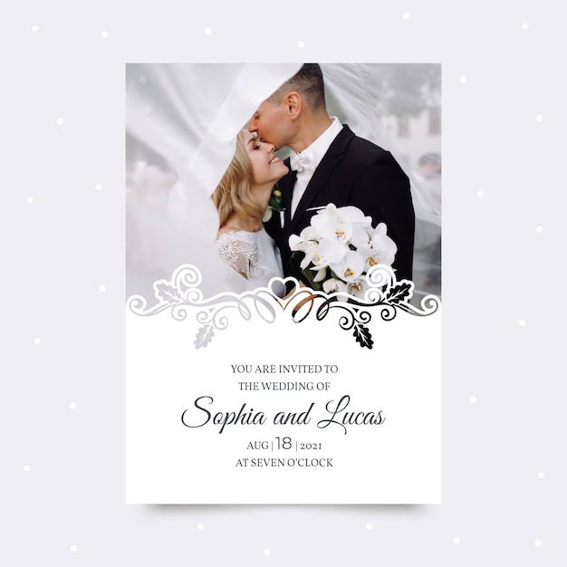 Wedding invitation template with photo