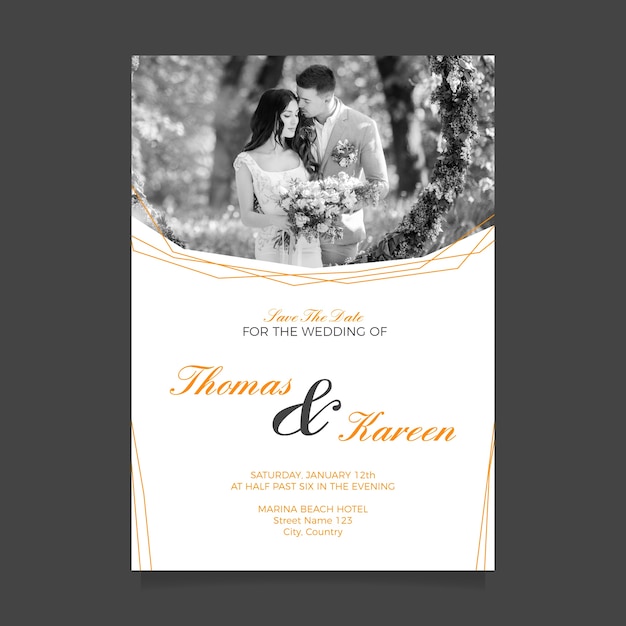 Wedding invitation template with photo