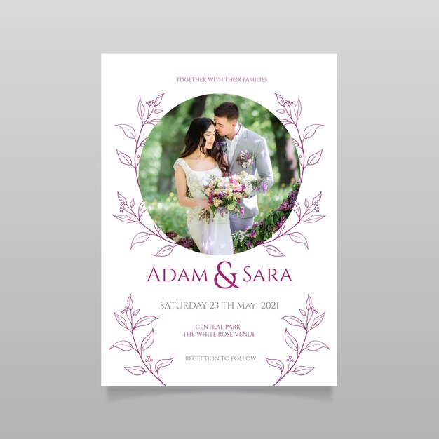 Wedding invitation template with photo