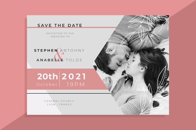 Wedding invitation template with photo