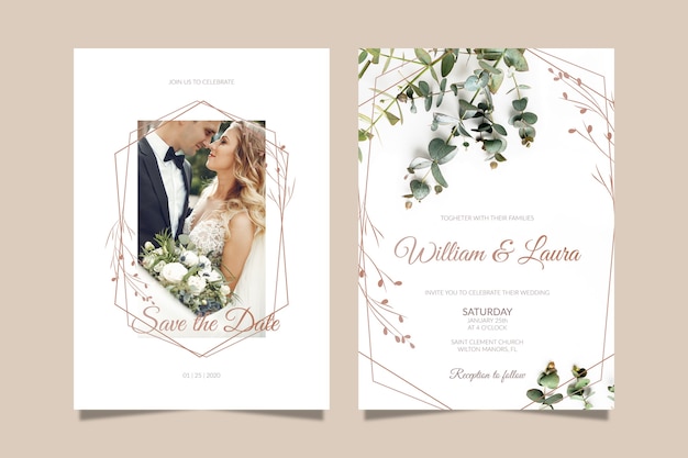 Wedding invitation template with photo