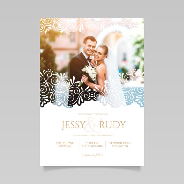 Wedding invitation template with photo