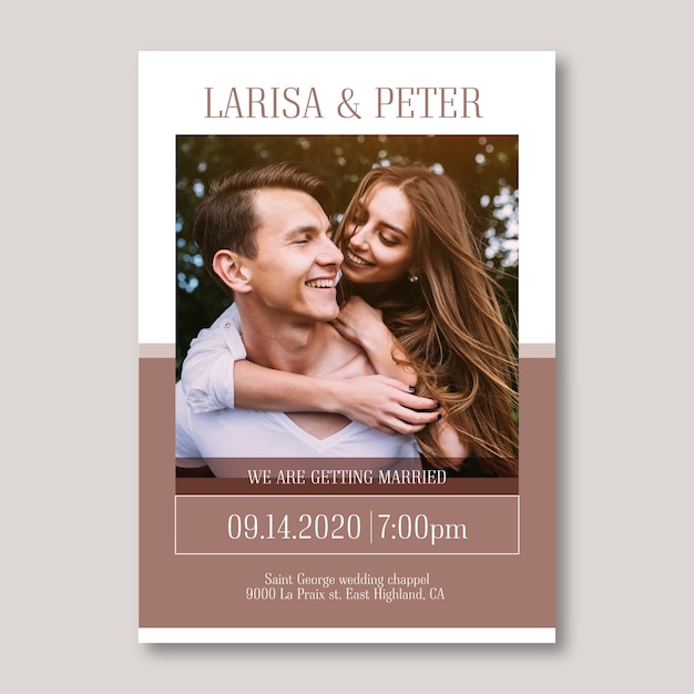 Wedding invitation template with picture