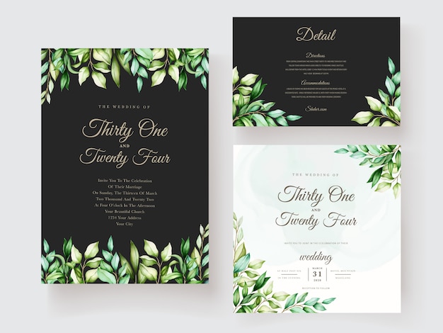 Wedding invitation with beautiful flower decoration design