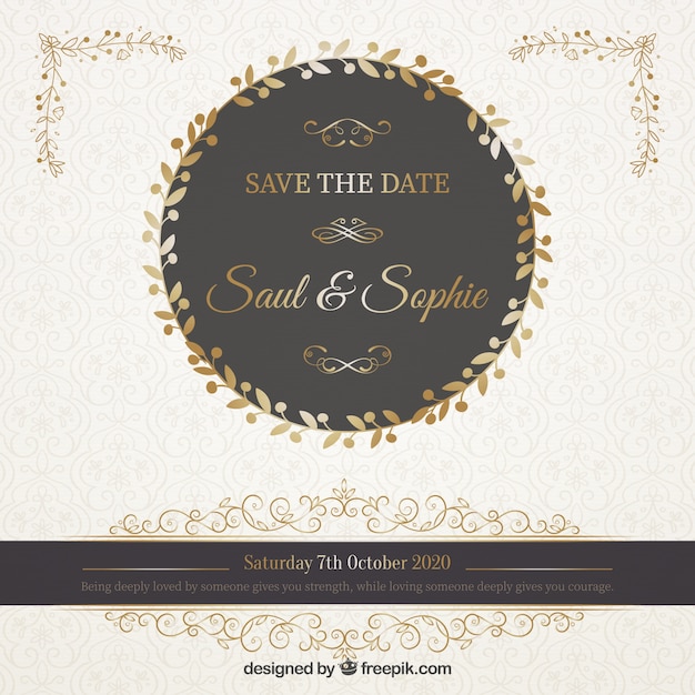 Free Vector wedding invitation with a black frame