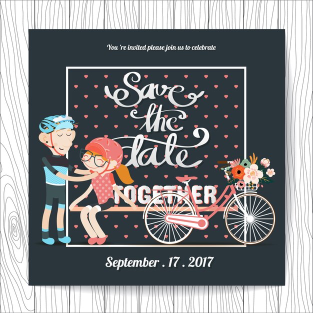 Wedding invitation with cycling design