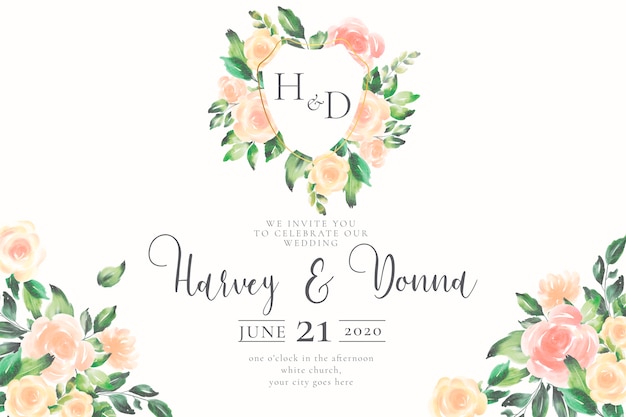 Wedding invitation with emblem and monogram