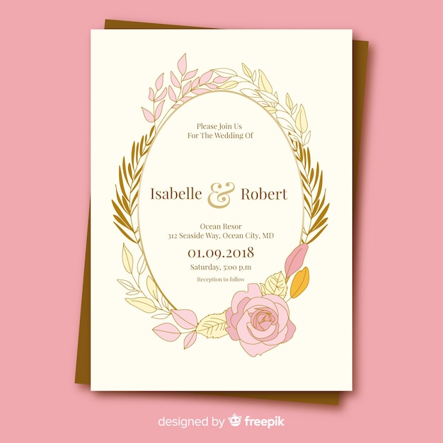 Wedding invitation with floral elements