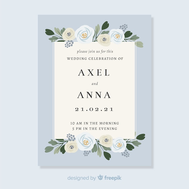 Wedding invitation with floral elements