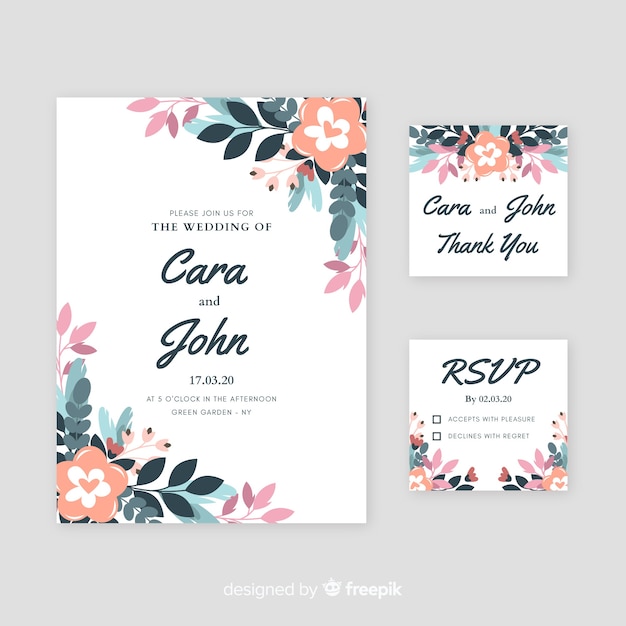 Wedding invitation with floral elements 