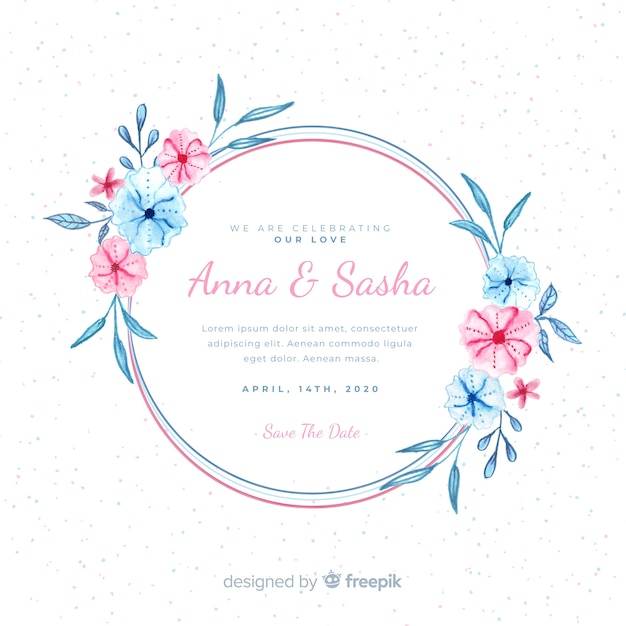 Wedding invitation with floral frame