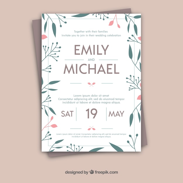 Wedding invitation with floral ornaments