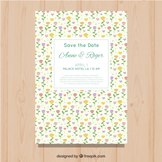 Wedding invitation with floral pattern