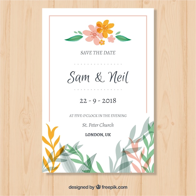 Wedding invitation with floral style