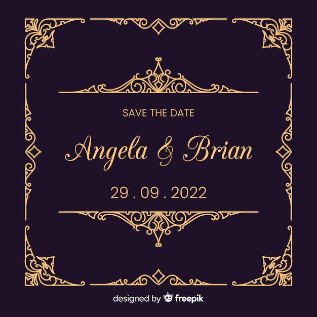 Free Vector wedding invitation with ornamental template