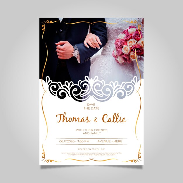 Wedding invitation with photo template