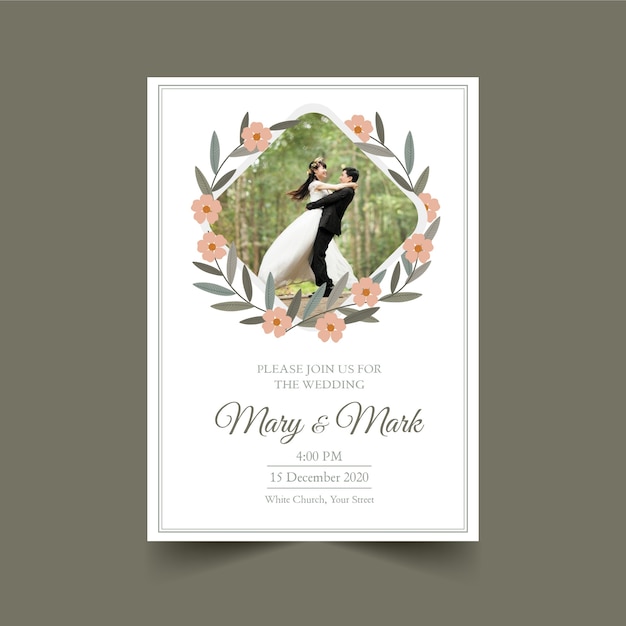 Free Vector wedding invitation with photo template