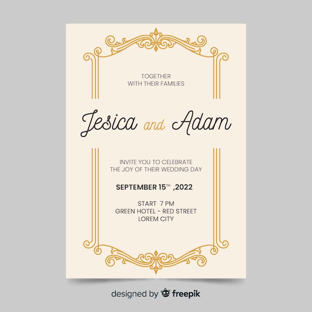 Wedding invitation with retro design