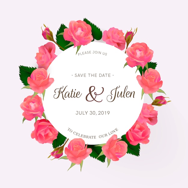 Wedding invitation with roses