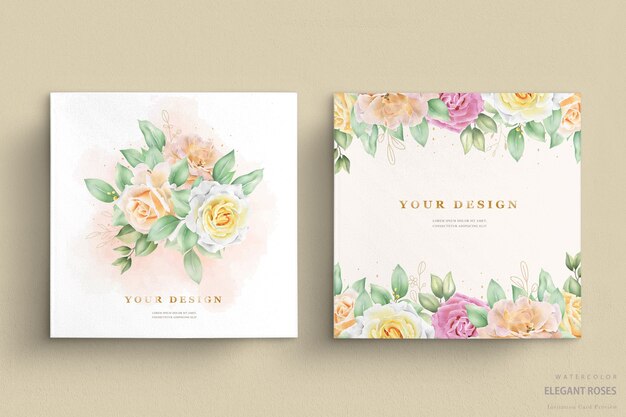 wedding invitation with watercolor roses