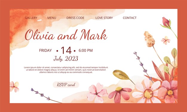 Wedding landing page template design