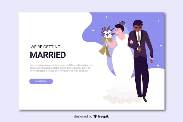 Wedding landing page with couple