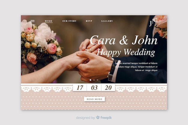 Wedding landing page with image