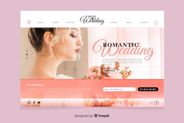 Wedding landing page with photo concept