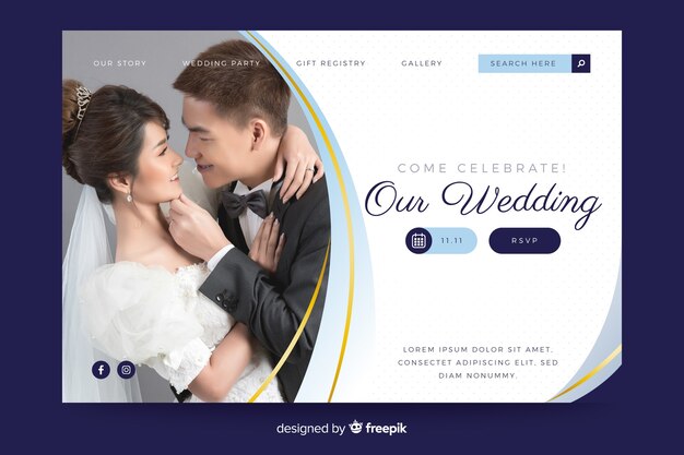 Wedding landing page with photo template