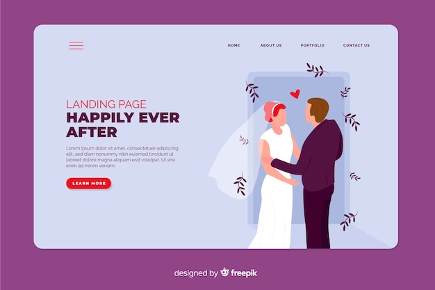 Wedding landing page with photo