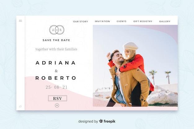 Wedding landing page with photo