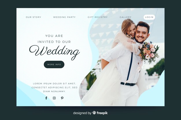 Wedding landing page with photo