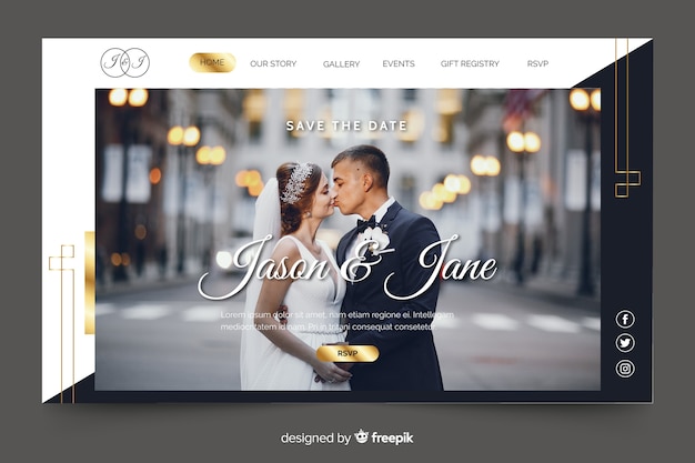 Wedding landing page with photo